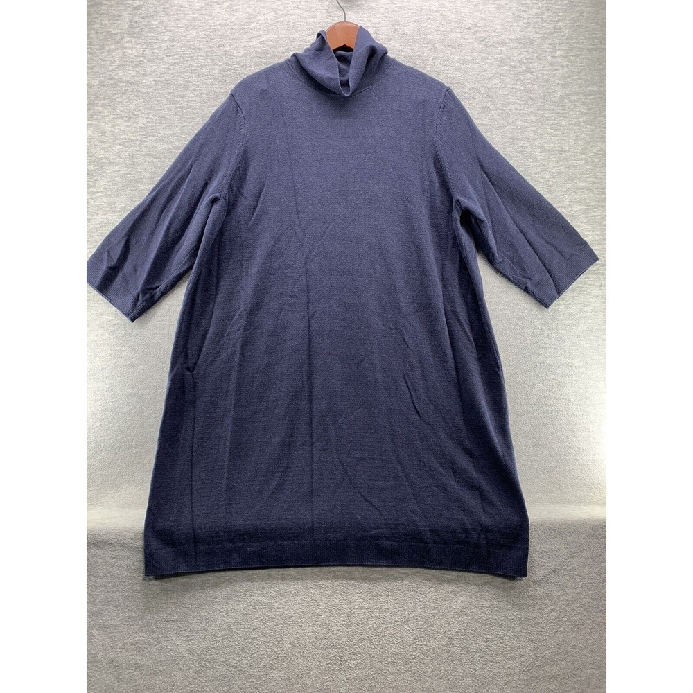 J.Jill Women High Neck Navy Blue Sweater Dress Size XL